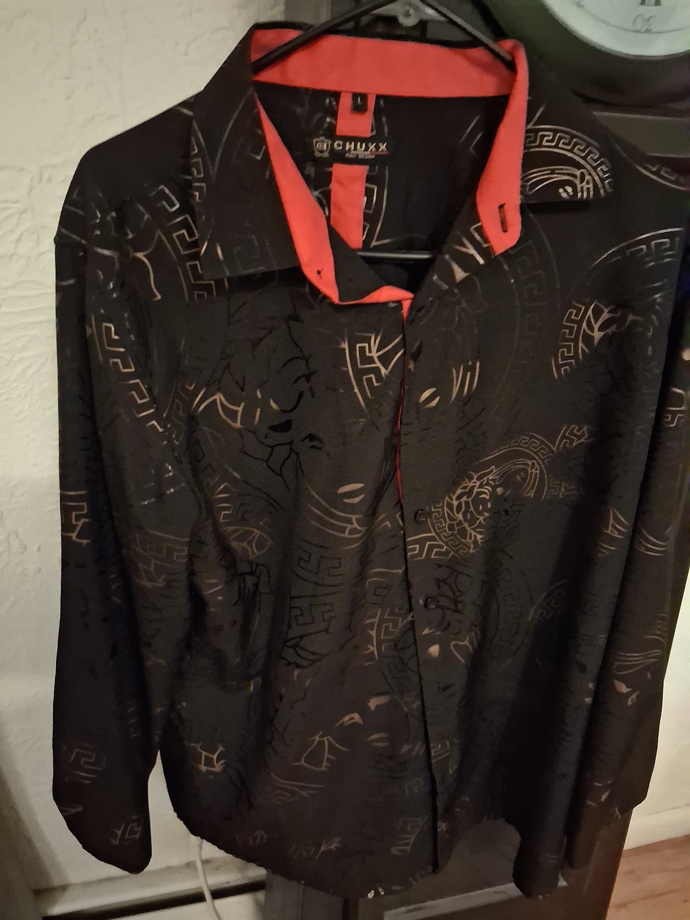 Black Graphic Casual Button-Down Shirt